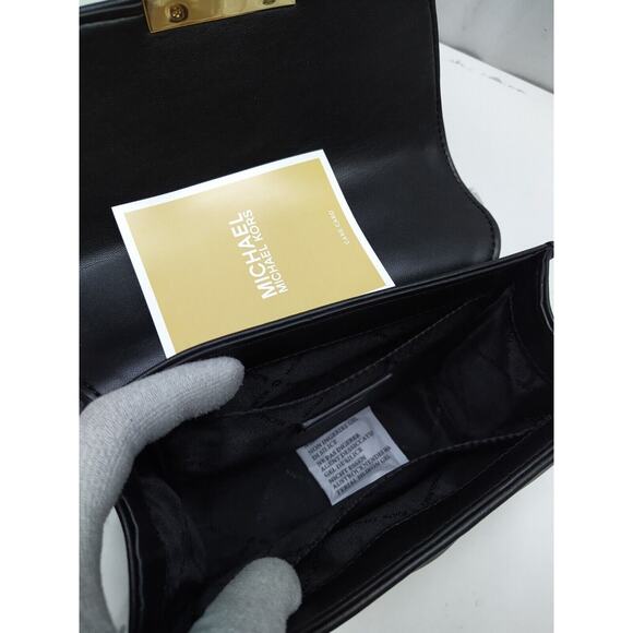 Michael Kors Serena Quilted Pushlock Satchel Crossbody Bag in Black - NWT $498 - Picture 10 of 12